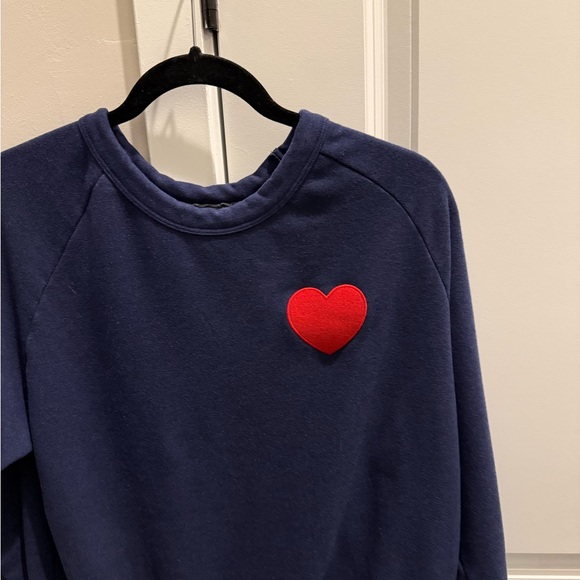 Aviator Nation Heart Embroidered Crew Sweatshirt Navy with Red Heart - Picture 9 of 12